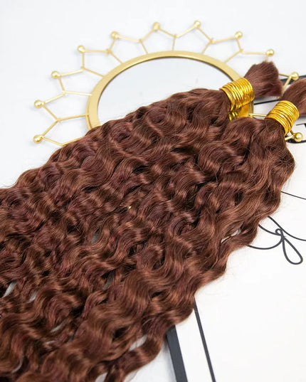Dark-auburn-spanish-curl 15A human hair bulk for braiding