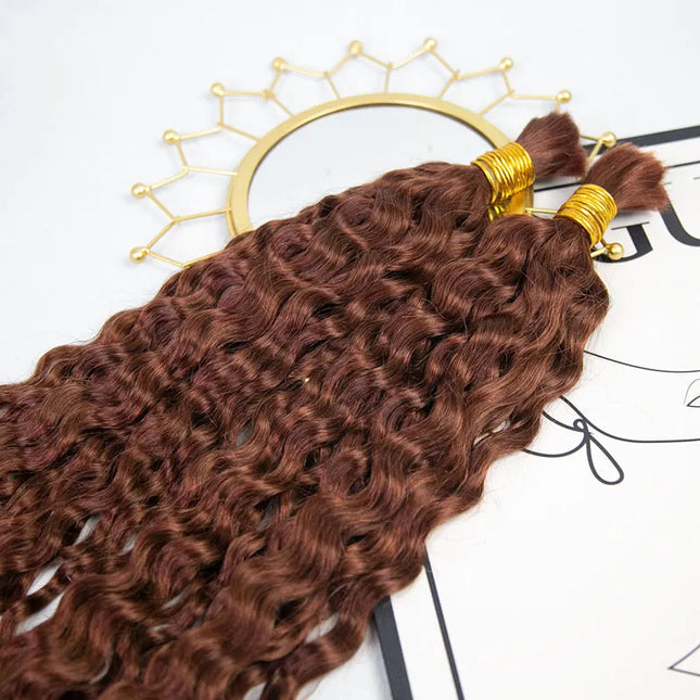 Dark-auburn-spanish-curl 15A human hair bulk for braiding