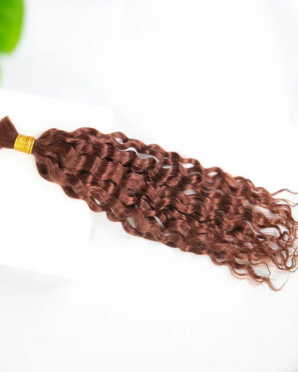 Dark-auburn-spanish-curl 15A human hair bulk for braiding