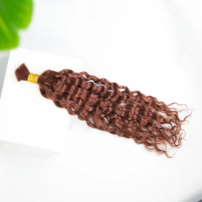Dark-auburn-spanish-curl 15A human hair bulk for braiding
