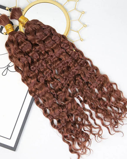 Dark-auburn-spanish-curl 15A human hair bulk for braiding