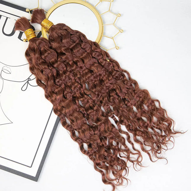 Dark-auburn-spanish-curl 15A human hair bulk for braiding