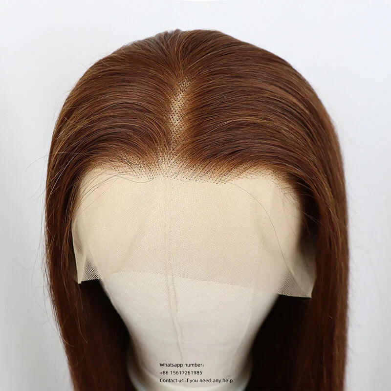 Brown Straight 13x4 Transparent Lace Front 100% Virgin Human Hair Wig 180% density