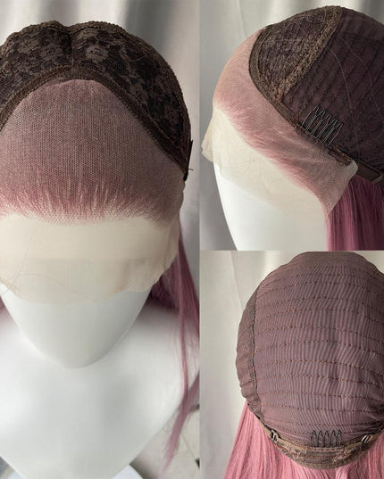 Synthetic lace frontal color wig straight---13*4---Dusty Purple color---pay 1 get 2