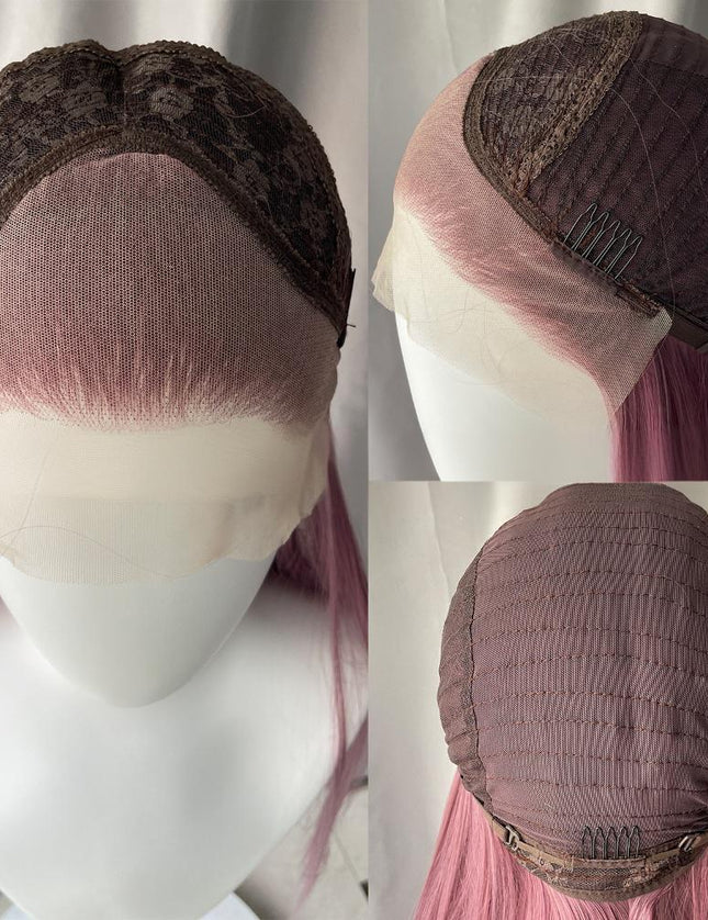 Synthetic lace frontal color wig straight---13*4---Dusty Purple color---pay 1 get 2