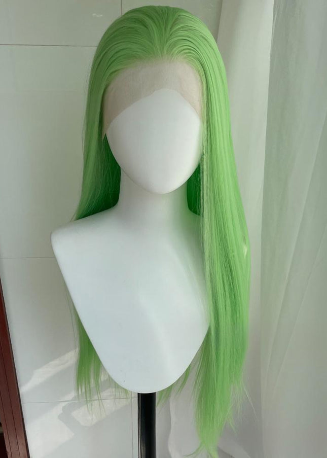 Synthetic lace frontal color wig straight---13*4---light green color--Compre 1 leve 2