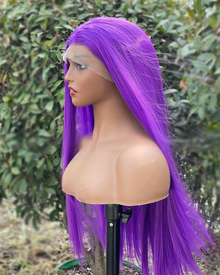 Synthetic lace frontal color wig straight---13*4---light purple color--pay 1 get 2