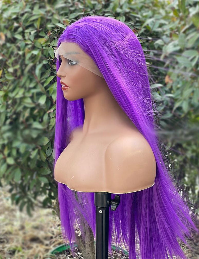Synthetic lace frontal color wig straight---13*4---light purple color--pay 1 get 2