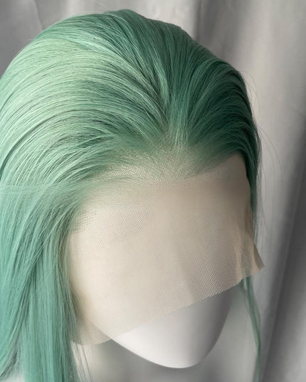 Synthetic lace frontal color wig straight---13*4---mint green color---pay 1 get 2