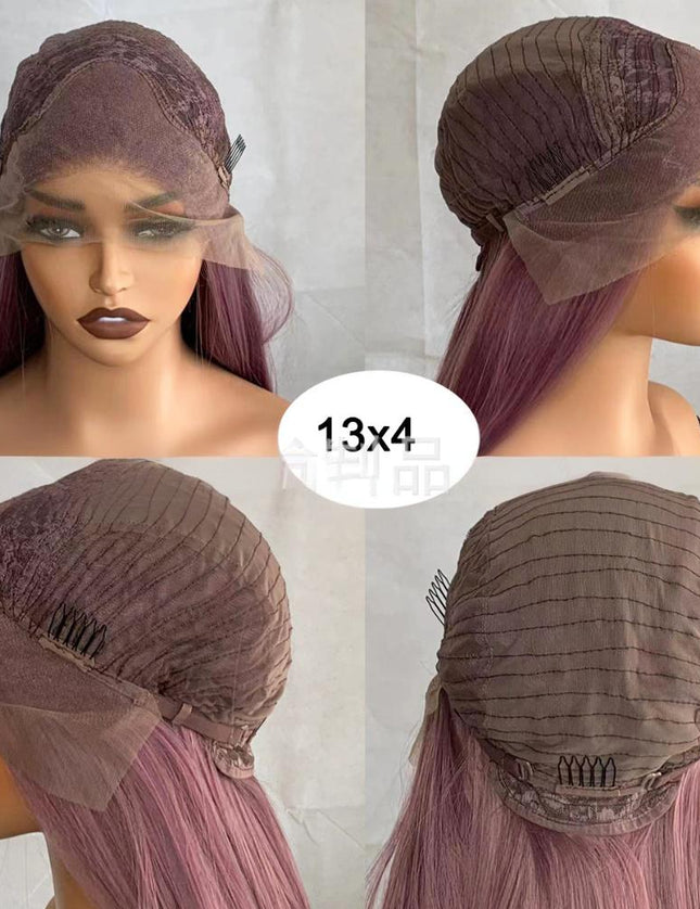 Synthetic lace frontal color wig straight---13*4---taro purple color--pay 1 get 2