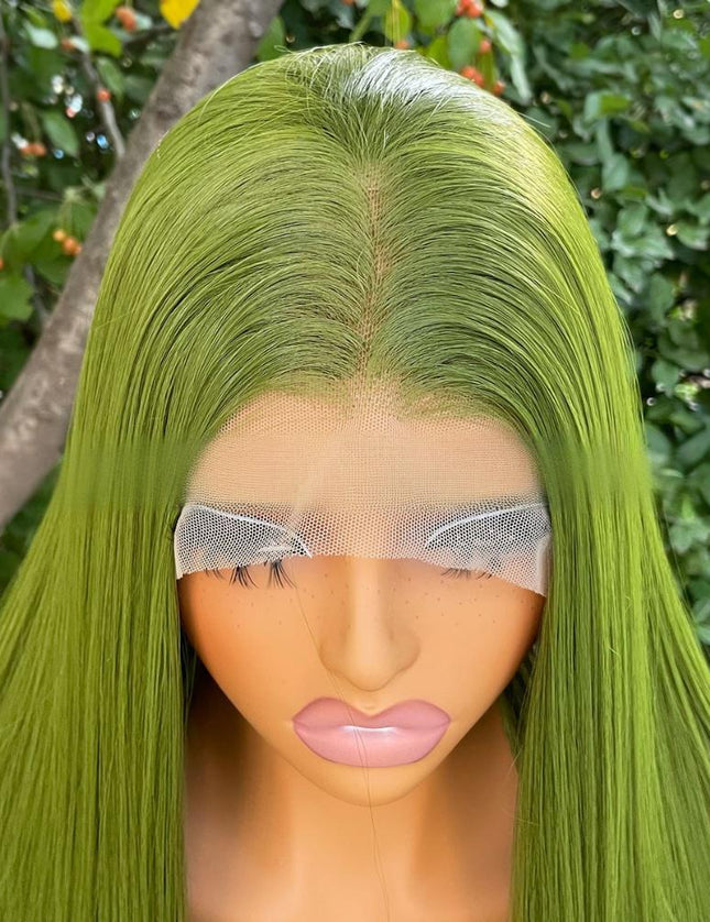 Synthetic lace frontal color wig---13*4---yellow-green color---- pay 1 get 2