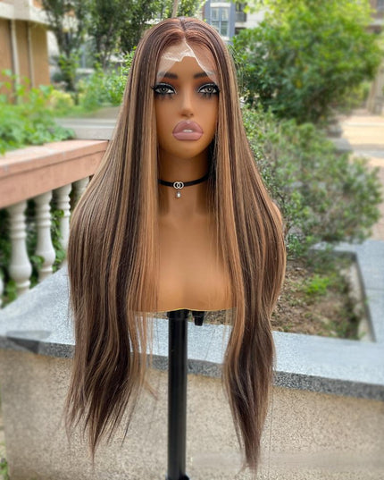 Synthetic lace frontal color wig straight---13*4---P4/27 color---pay 1 get 2