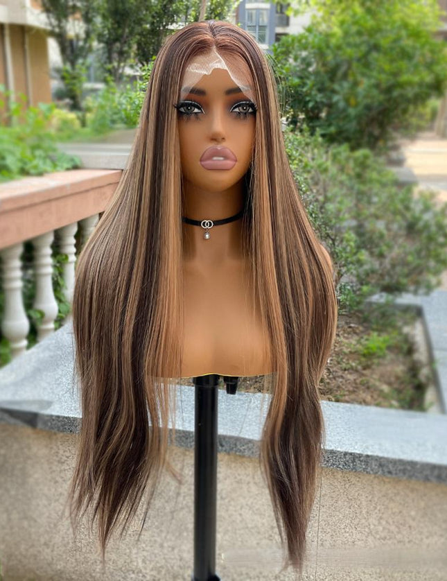 Synthetic lace frontal color wig straight---13*4---P4/27 color---pay 1 get 2