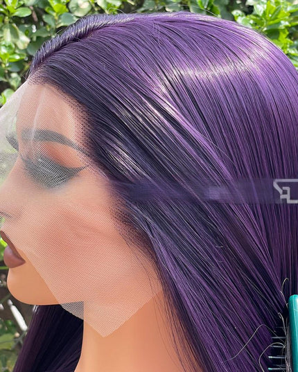 Synthetic lace frontal color wig---13*4---Purple color