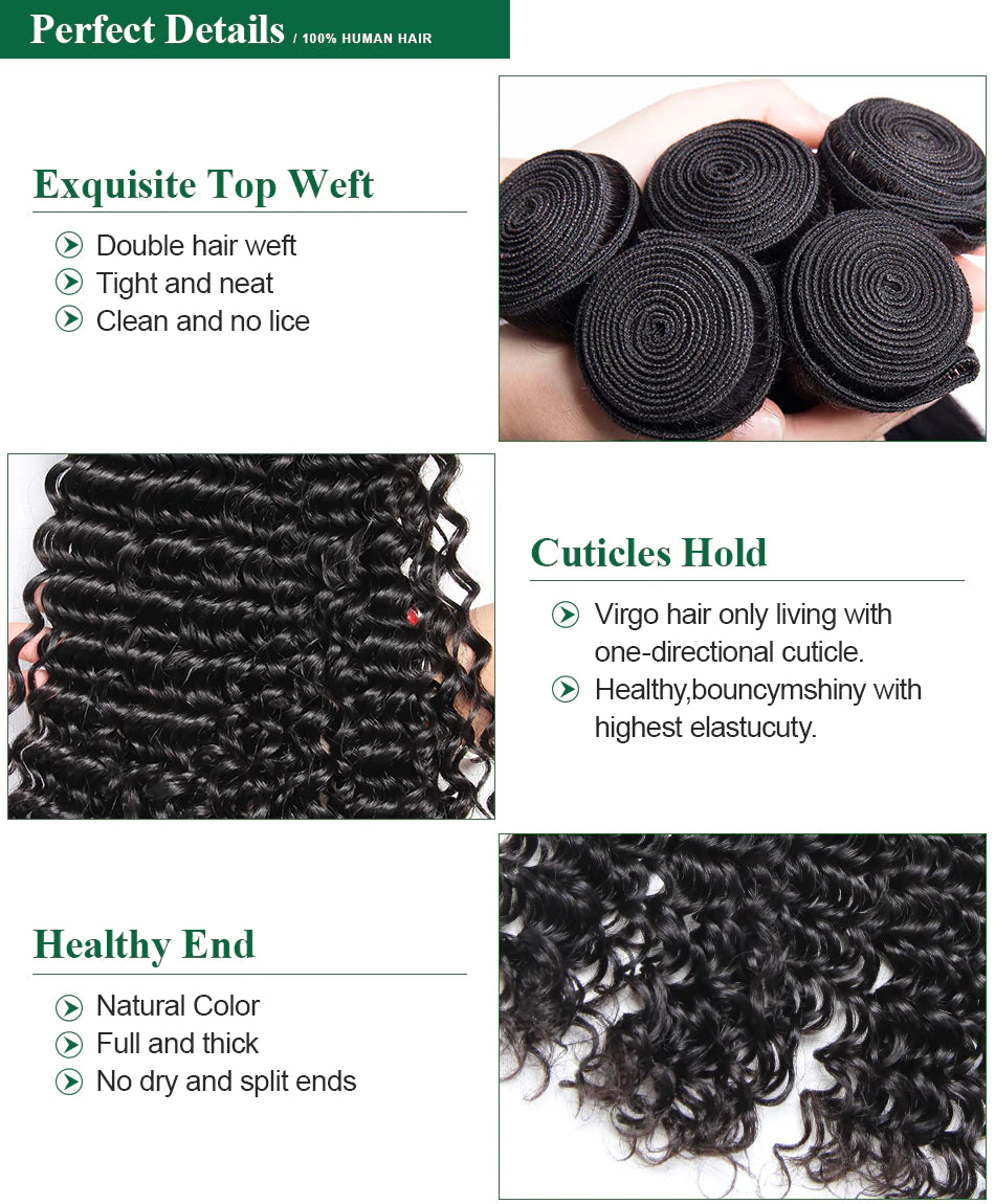 Deep curly Virgin human Hair bundles natural color 1pc