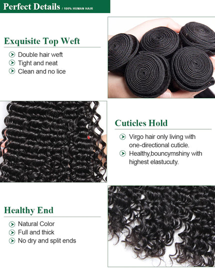 Deep curly Virgin human Hair bundles natural color 1pc