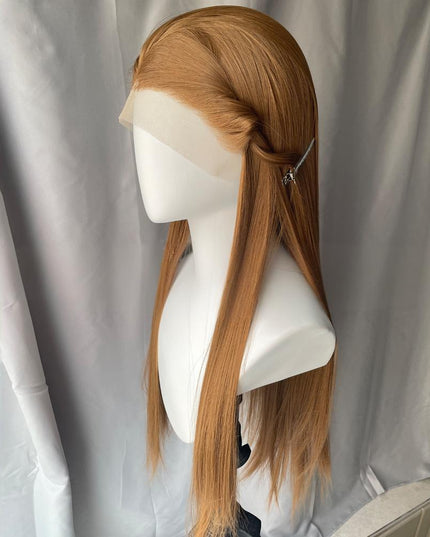 Synthetic lace frontal color wig straight---13*4---dark blonde color---pay 1 get 2