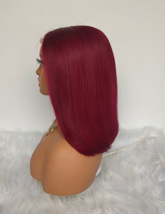 Double drown 99J straight Bob Wig 4x4，5*5 Lace closure wig 100% Virgin Human Hair