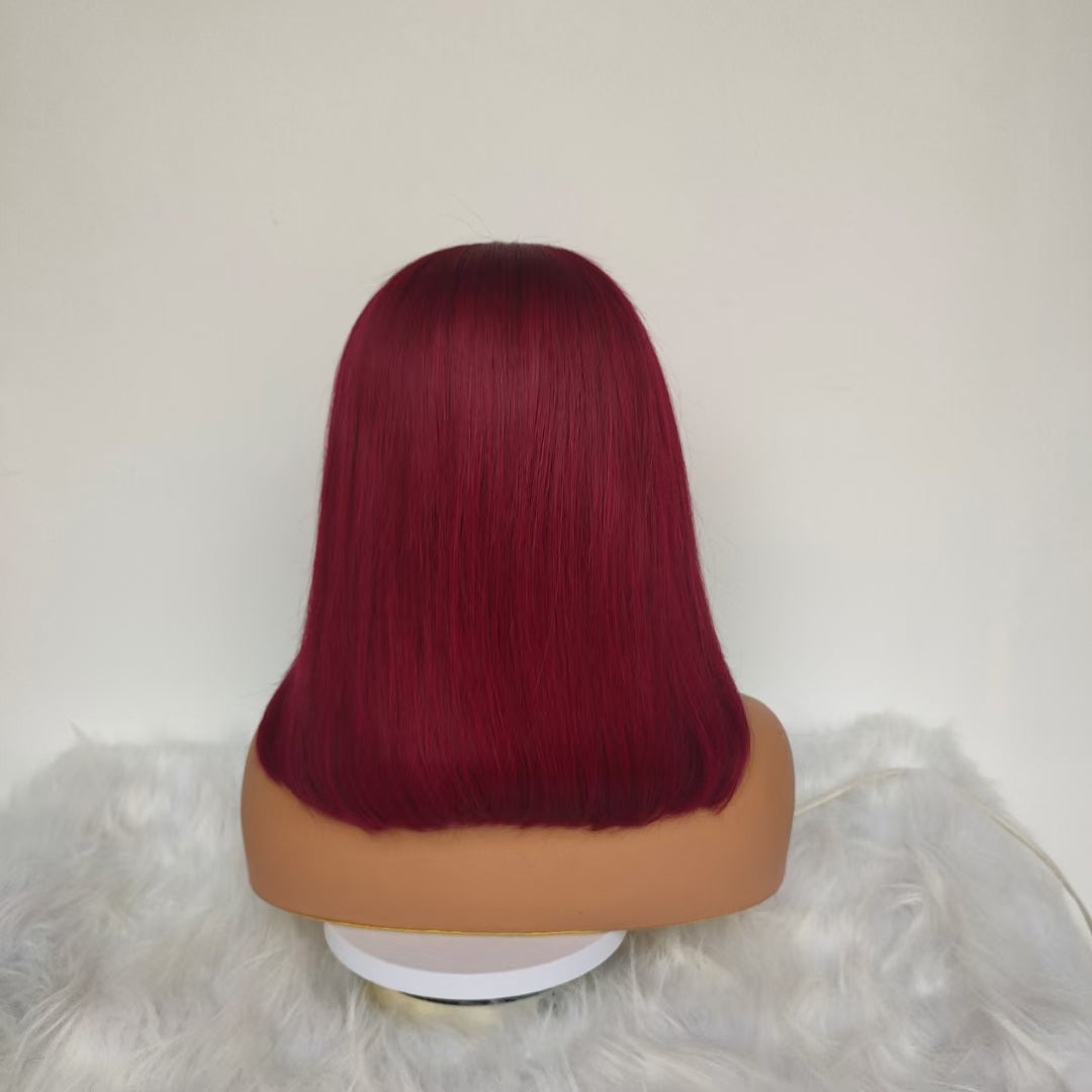 #99j  4x4，5*5 Lace closure wig 100% Virgin Human Hair Bob Wig