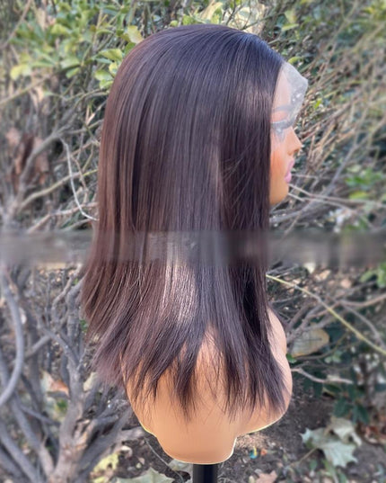 Synthetic lace frontal color wig straight---13*4---dark brown color---pay 1 get 2