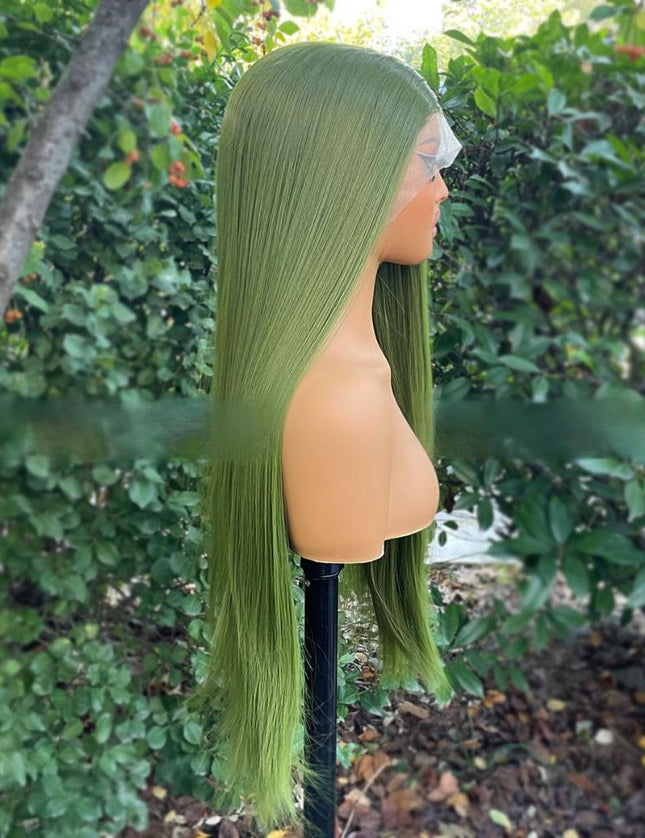 Synthetic lace frontal color wig---13*4---yellow-green color---- pay 1 get 2