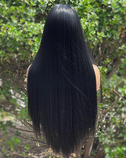 Synthetic lace frontal color wig---13*6---natural black color