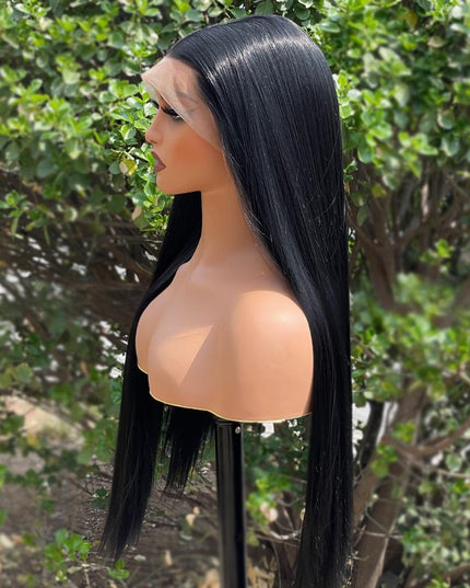 Synthetic lace frontal color wig---13*6---natural black color