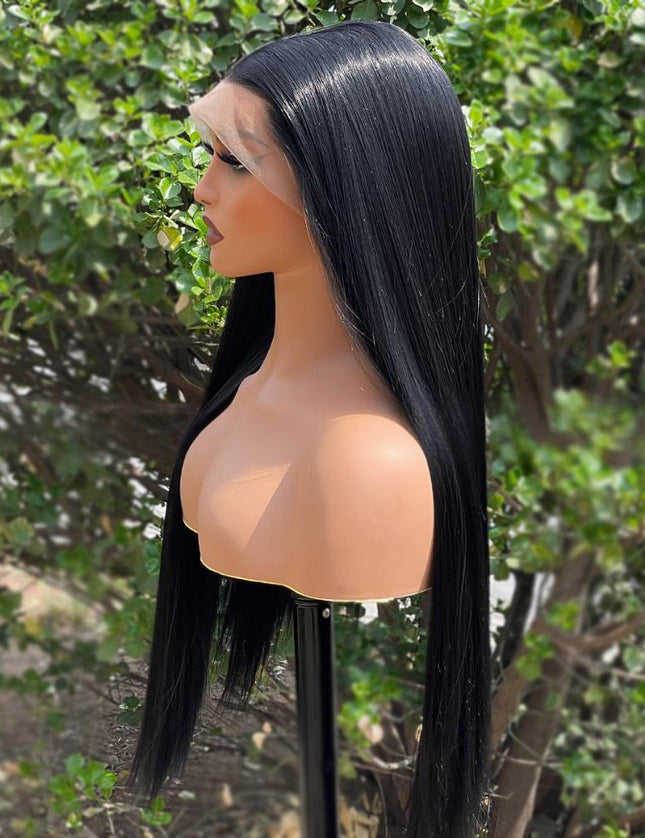 Synthetic lace frontal color wig---13*6---natural black color