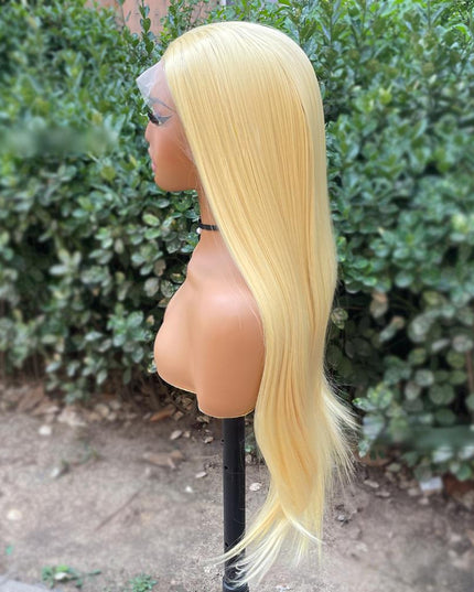 Synthetic lace frontal color wig straight---13*4---light yellow color---pay 1 get 2