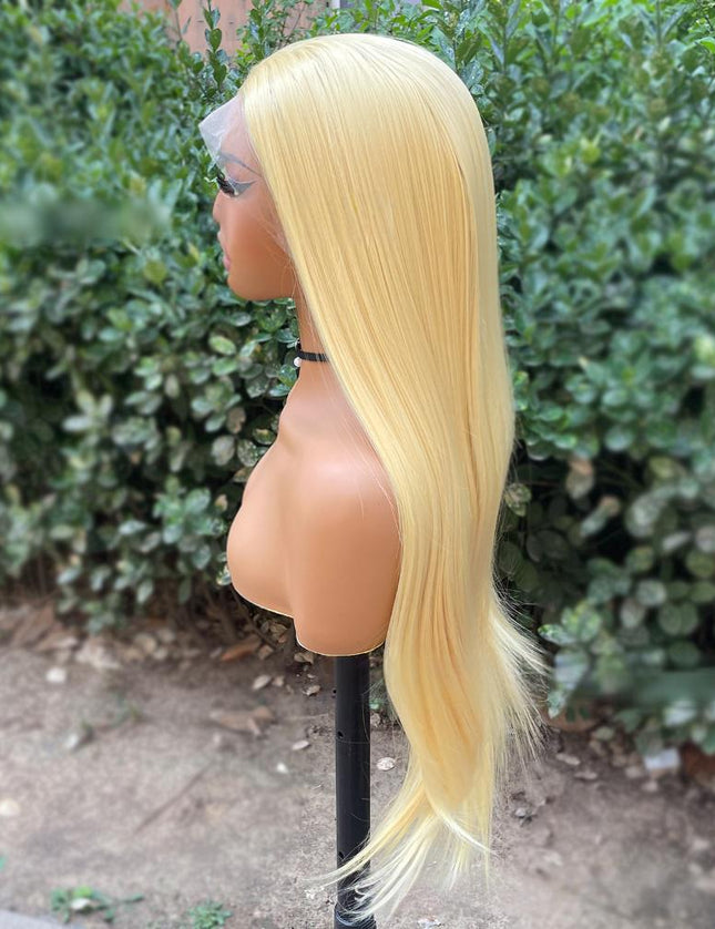 Synthetic lace frontal color wig straight---13*4---light yellow color---pay 1 get 2