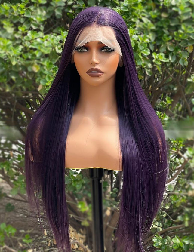 Synthetic lace frontal color wig---13*4---Purple color