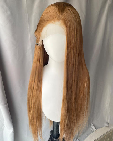 Synthetic lace frontal color wig straight---13*4---dark blonde color---pay 1 get 2