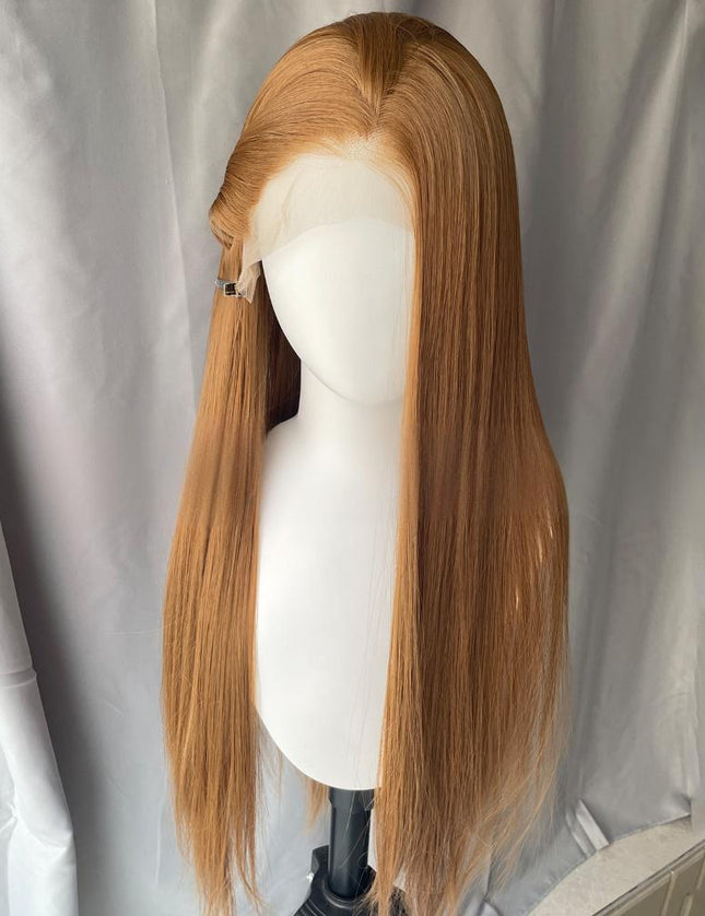 Synthetic lace frontal color wig straight---13*4---dark blonde color---pay 1 get 2