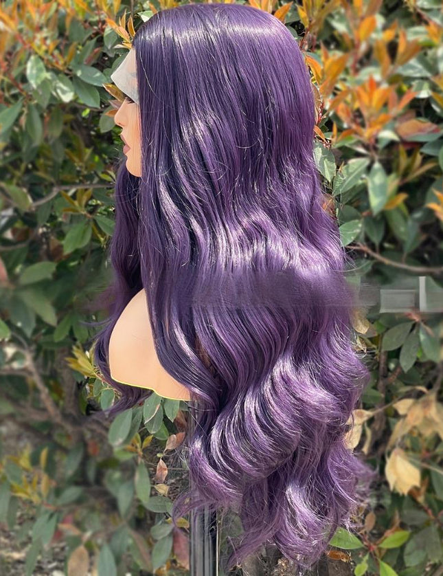 Synthetic lace frontal color wig wavy---13*4---purple color