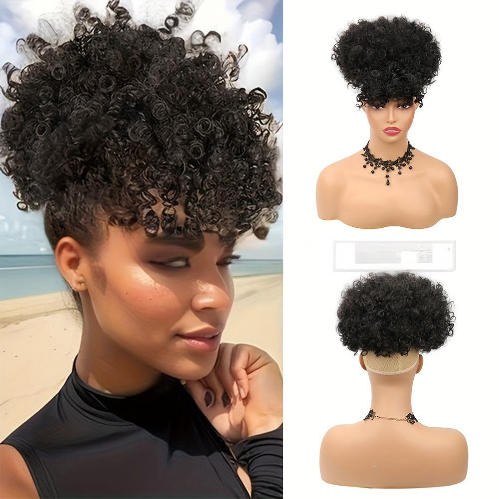 fiber hair bang for Afro Puff Wig-3