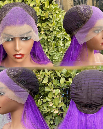 Synthetic lace frontal color wig straight---13*4---light purple color--pay 1 get 2