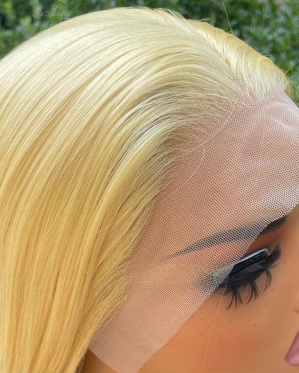 Synthetic lace frontal color wig straight---13*4---light yellow color---pay 1 get 2