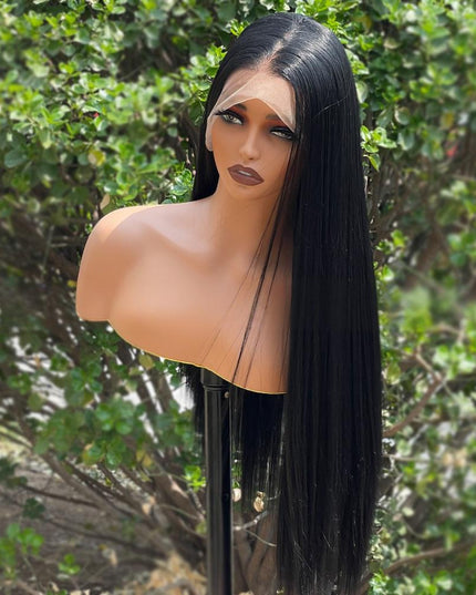 Synthetic lace frontal color wig---13*6---natural black color