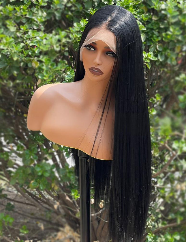 Synthetic lace frontal color wig---13*6---natural black color