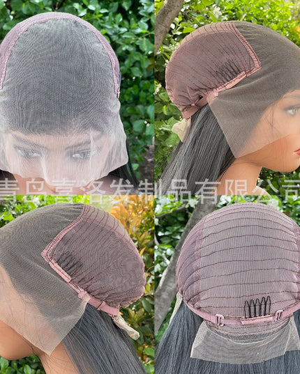 Synthetic lace frontal color wig straight---13*6---natural black color