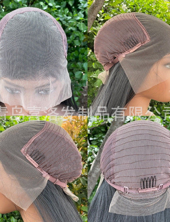 Synthetic lace frontal color wig straight---13*6---natural black color