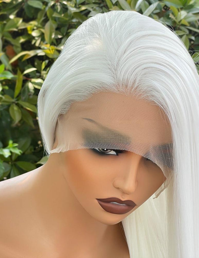 Fiber lace frontal color wig straight---13*4---White color---pay 1 get 2