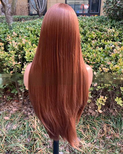 Synthetic lace frontal color wig straight---13*4---coppery brown color--pay 1 get 2
