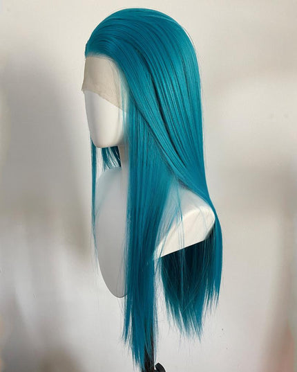 Synthetic lace frontal color wig straight---13*4---turquoise green color