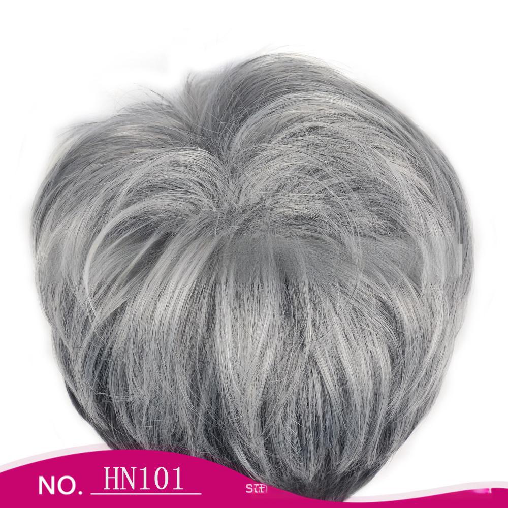 Fiber short wig ombre gray color