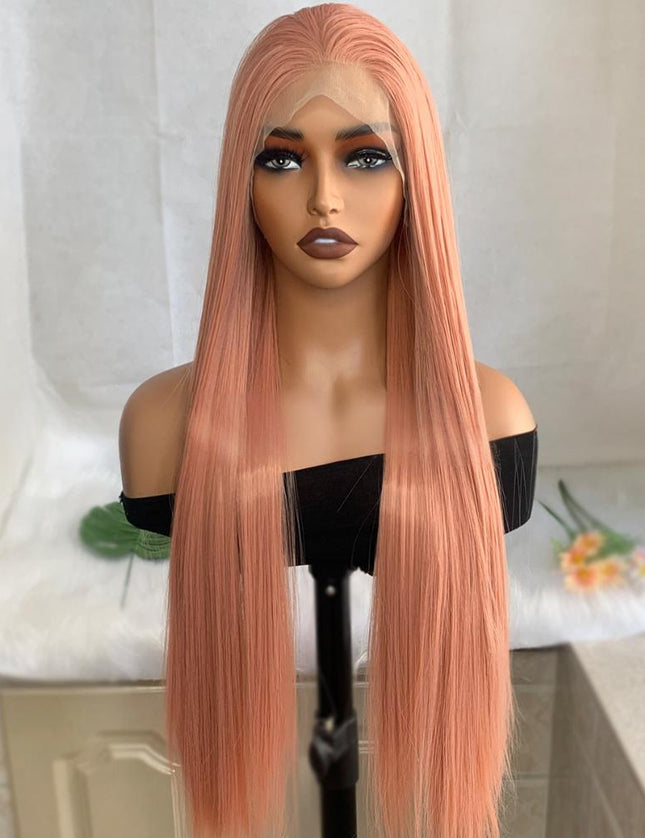 Synthetic lace frontal color wig---13*4---smoke pink color--- pay 1 get 2