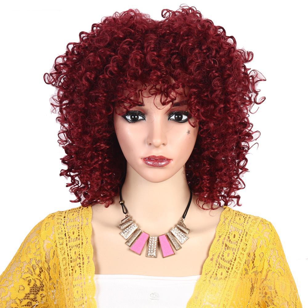 Curly hair fiber wig, , fluffy curly hair-3