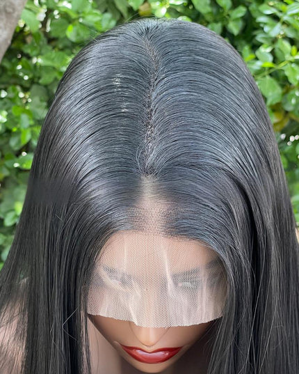 Synthetic lace frontal color wig straight---13*6---natural black color