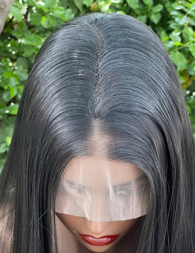 Synthetic lace frontal color wig straight---13*6---natural black color