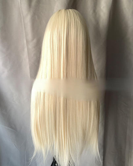 Synthetic lace frontal color wig straight---13*6---platium blonde color